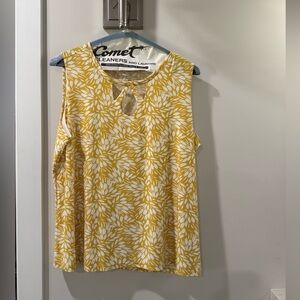 Kasper Yellow and White Floral Tank Top